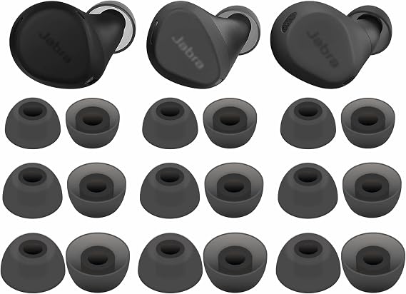 9 Pairs Elite 8 Active Ear Tips, Replacement S/M/L 3 Size Soft Rubber Silicone Flexible Eartips Earplug Gel Cover Accessories Compatible with Jabra Elite 8 Active / 7 Active / 4 Active - Gray