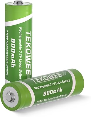 2 Pack 3.7V Rechargeable Battery 800mAh TKW14500 Batteries for Headlamp, Flashlight, Cameras Toys