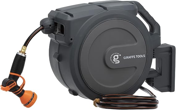Giraffe Tools Retractable Garden Hose Reel 1/2"78FT Wall Mount Auto Rewind