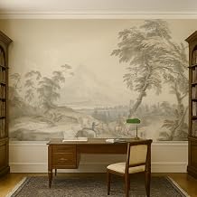 Sunny Graphics Print Classical Landscape Photo Mural Wallpaper Mountain Village Vintage Painting Wall Art Elegant Room Decoration Home Office Wall Covering Poster