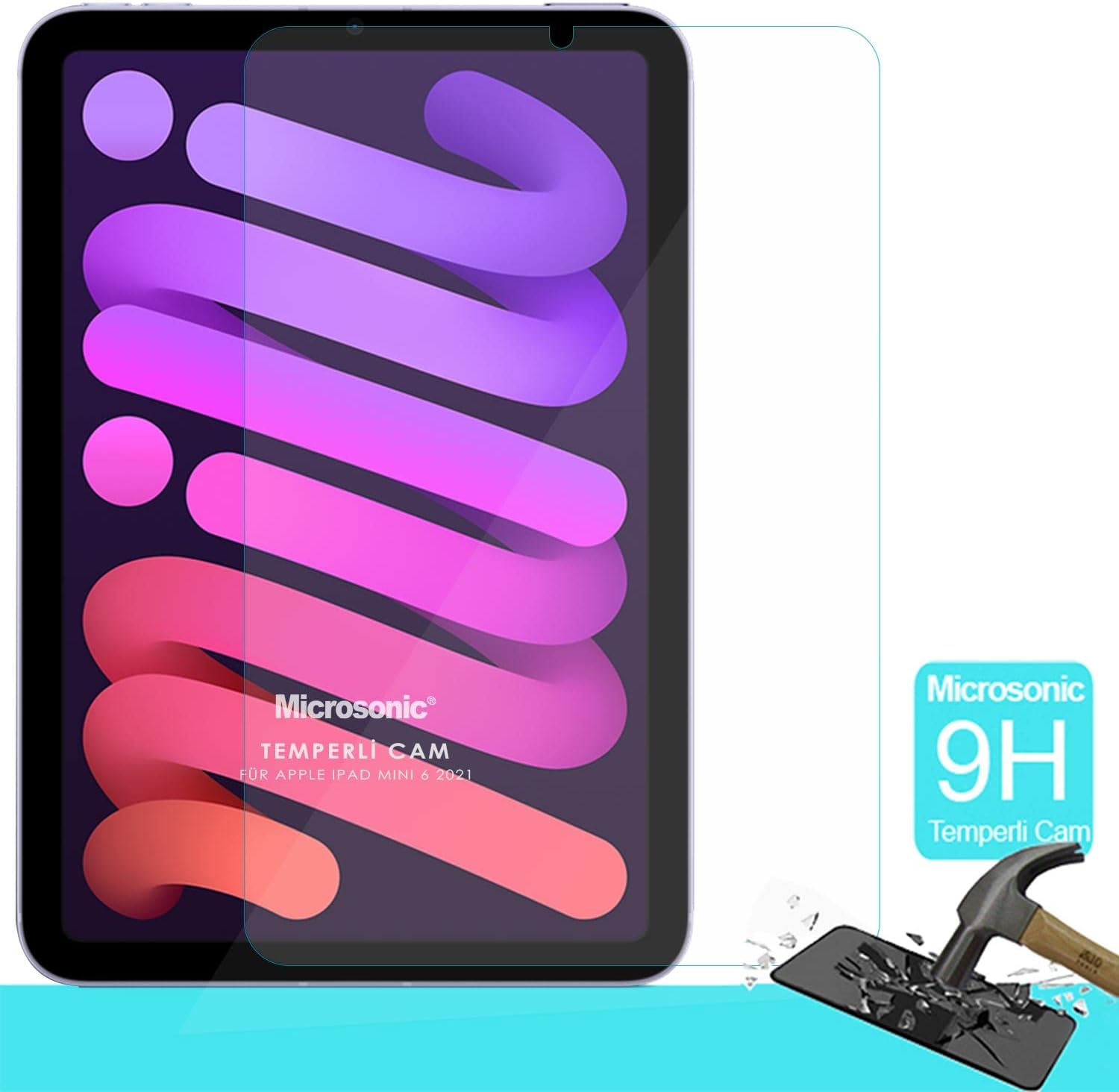 Microsonic Apple iPad Mini 7 (A2993-A2995) Temperli Cam Ekran Koruyucu [iPad Mini 7 ile Uyumlu Ekran Koruyucu - Şeffaf]