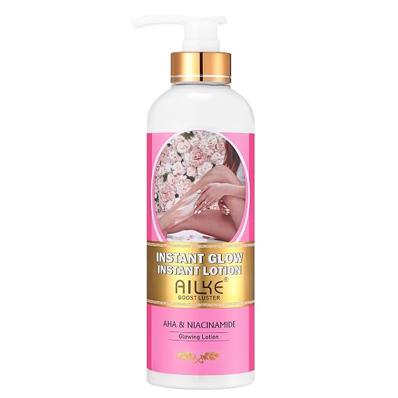 AILKE Skin Glowing Body Lotion, Moisturizing, Nourishing, Improve Dull Skin, With Niacinamide, AHA, Vegan Cream For Boost Skin Luster, 16.9 fl oz