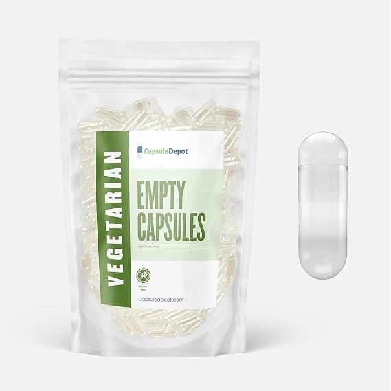 Size 1 Empty Vegetarian Capsules (HPMC) 500 Count