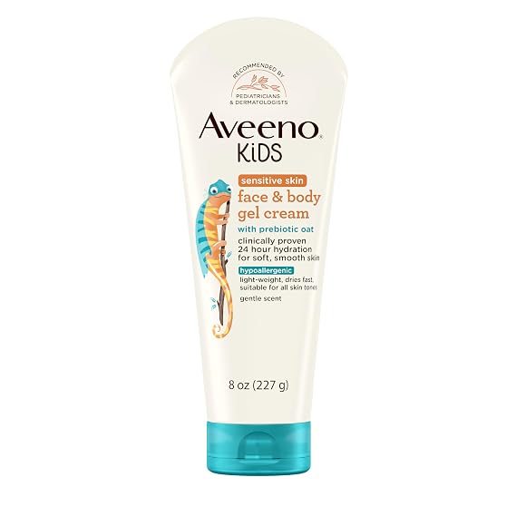 Aveeno Kids Sensitive Skin Face & Body Gel Cream, Hypoallergenic, 8 oz