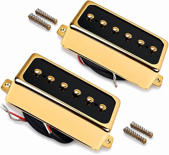 Humbucker-Sized P90-Style Single Coil Pickup Set Alnico 5 Wax Potted Pickup Replacement Parts for Electric Guitar with HH Openning