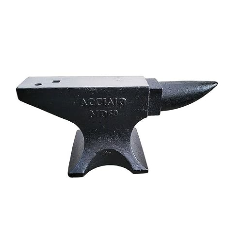 Single Horn Anvil, Cast Steel Blacksmith Anvil with Stable Base, Compact Rugged Design, Forge Tools and Equipment for Bending, Shaping, and Metalworking 132Lbs