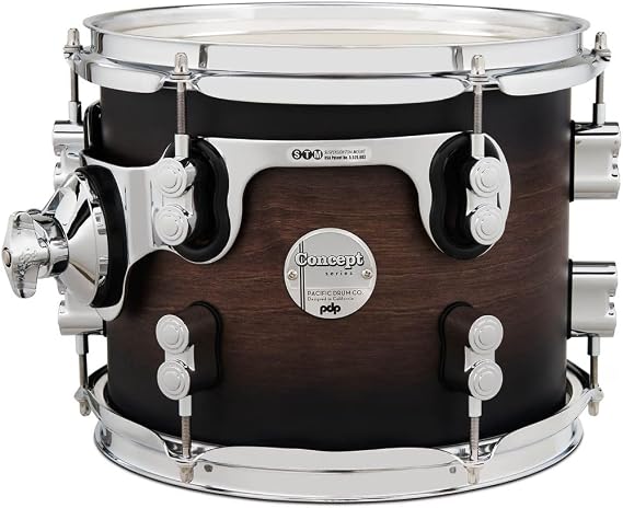 Pacific Drums Concept Maple Tom, 13" x 9", Satin Charcoal Burst | Features a European Maple shell, innovative DW drum hardware, and more