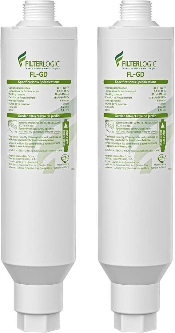 Filterlogic Garden Hose Water Filter for Plants, Improves Plant Health