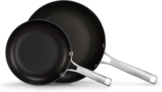 Calphalon Nonstick Frying Pan Set with Stay-Cool Handles, 8- and 10-Inch, Grey