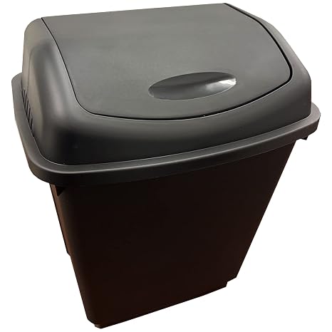 STORM TRADING GROUP 50L Black Swing Bin Waste Rubbish Recycling Flip Top | Dustbin For Home Kitchen Office Bin