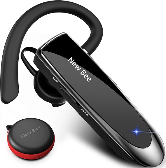 Bluetooth Earphones New Bee Bluetooth Headset for iPhone Android 60 Days Standby Black