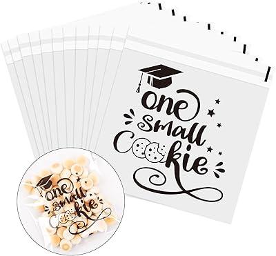 FOIMAS 400pcs Graduation Cllophane Treat Bags,One Small Cookie Graduation Candy Treat Bags Self-adhesive Cellophane Goodie Bag for Congrats Grad Party Favor Supply