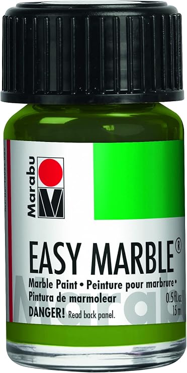 Marabu Easy Marble Paint - Camo Green - Step into a World of Natural Inspiration and Unleash Your Inner Nature Artist with This Earthy Hue - 15ml