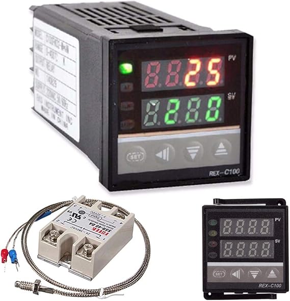 Digital LCD PID REX-C100 Temperature Controller Set + K Thermocouple + Max.40A SSR