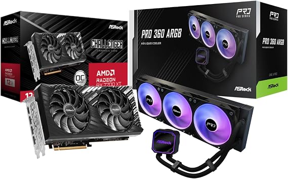 ASRock Radeon RX 7700 XT Challenger 12GB OC & Pro 360 ARGB AIO Cooler Bundle | High-Performance 1440p Gaming with Synchronized ARGB