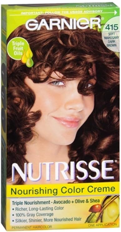 Garnier Nutrisse Haircolor - 415 Raspberry Truffle (Soft Mahogany Dark Brown) 1 Each