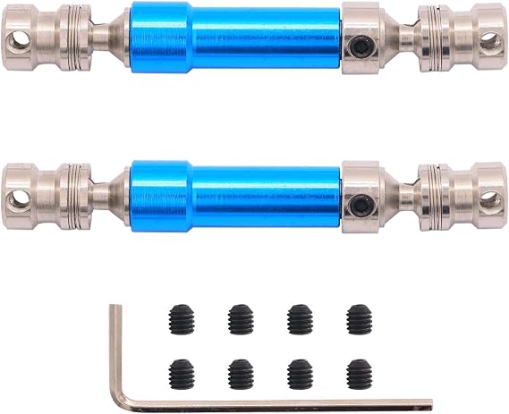 2PCS Treehobby Aluminum Alloy Universal Rear Drive Shaft Upgrade Accessories Compatible with Wltoys 12428 Fly fy-03 1/12 RC Car Desert Falcon CVD Universal Joint