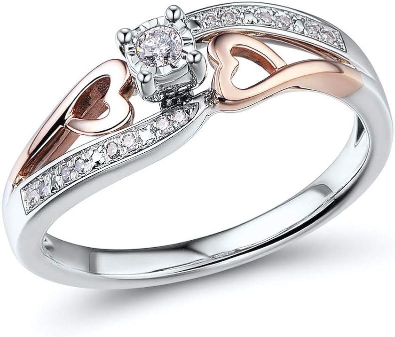 Diamond Classic Jewelry Diamond Promise Ring 10K Rose Gold & Silver
