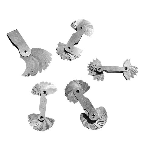 5Pcs Stainless Steel Radius Gauge, Portable Concave Convex External Internal Arc Measuring Tool Radius Fillet Gauge Set R0.3-1.5mm/ R1-6.5mm/ R7-14.5mm/ R15-25mm/ R25-50mm
