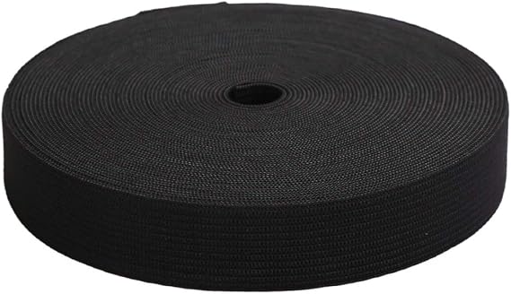 MYUREN 1 Inch by 20 Yard Black Heavy Stretch High Elasticity Elastic Spool Knit Elastic Bands for Sewing