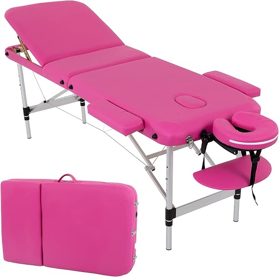 BestMassage | Portable Massage Bed | 24" Wide, Pink | Aluminium Frame