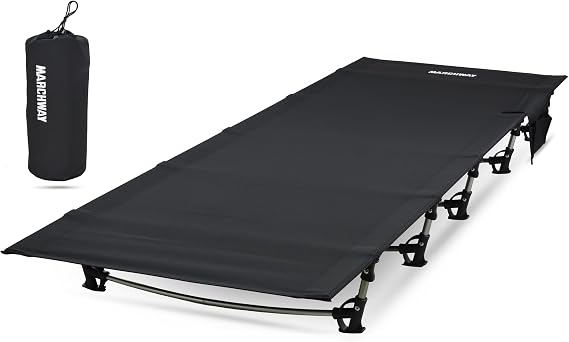 MARCHWAY Ultralight Folding Tent Camping Cot Bed, Portable Compact for Outdoor Travel, Base Camp, Hiking, Mountaineering, Lightweight Backpacking (Black)