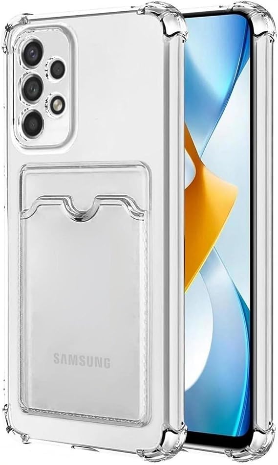 Samsung A51 İle Uyumlu Yüksek Kalite Özel Kartlıklı Şeffaf Telefon Kılıfı – Arka Cepli Cüzdanlı Silikon Koruyucu Kapak, Darbe Emici Esnek TPU, Günlük Kullanıma Uygun SZR03