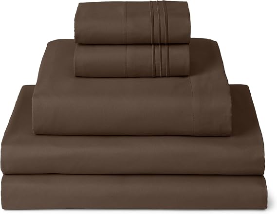 Mellanni Iconic 5-Piece, Ultra Soft Sheet Set (Split King, Brown)