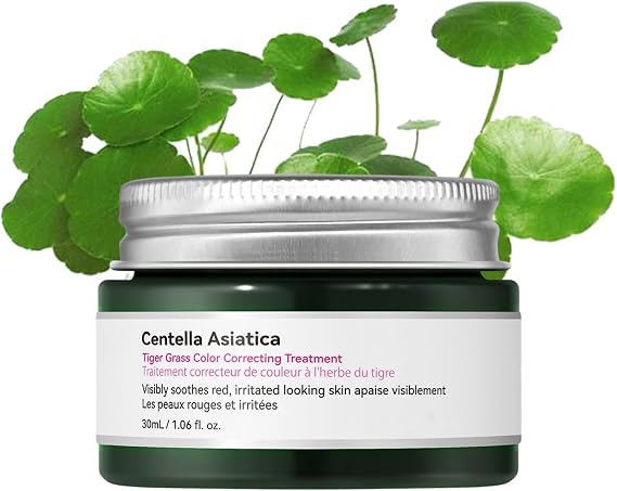 Tiger Grass Colour Correcting Cream, Green Cream For Redness, Colour Corrector For Face, Anti-Redness Treatment, Hydrating Moisturiser, Balance Skin Tone, Pore Minimizer, Soothing Daily Care