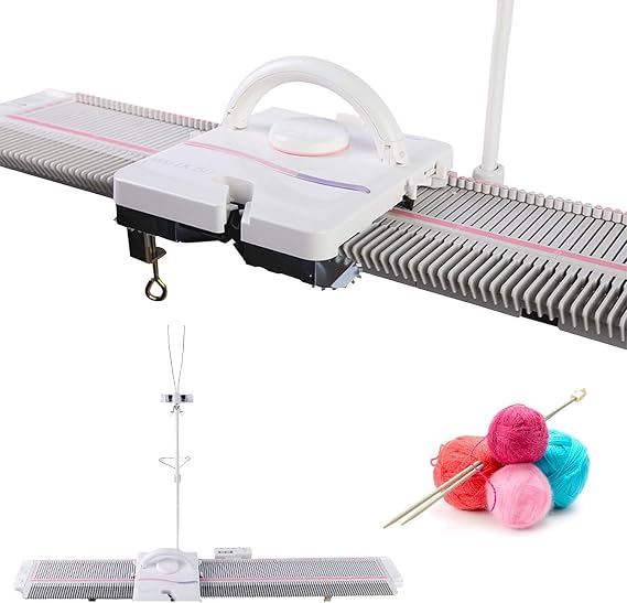 Automatic Knitting Machine - 6.5mm Mid Gauge, 150 Stitches, Plastic Domestic Knitting Machine with Yarn Needles and Accessories for Adults/Kids