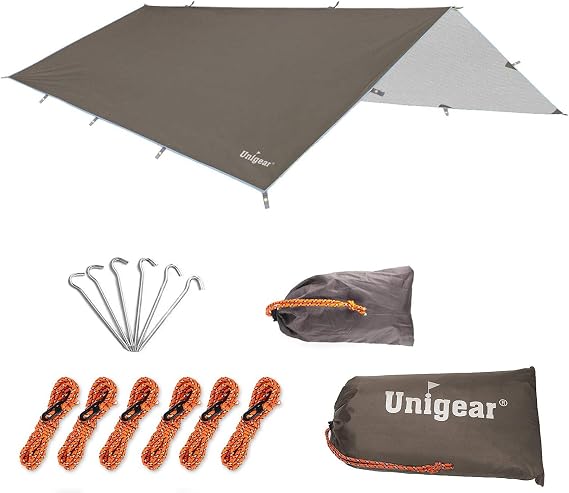 Unigear Hammock Rain Fly Waterproof Camping Tent Tarp for Backpacking | Lightweight Tent Tarp with UV Protection, 9.8-16.5 ft Size Options, Rain Shelter for Camping and Outdoor Adventures