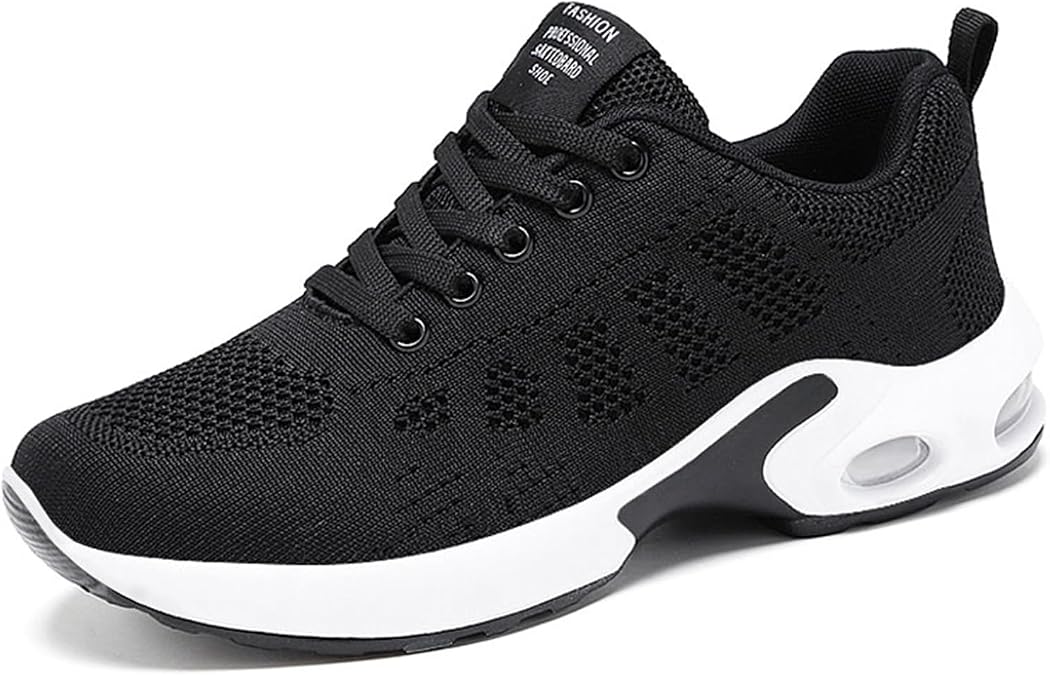 Women's Lightweight Athletic Running Shoes Breathable Mesh Air Cushion Sneakers Non-Slip Lace-Up Workout Tennis Sport Shoes for Training Casual Everyday Wear & Leisure