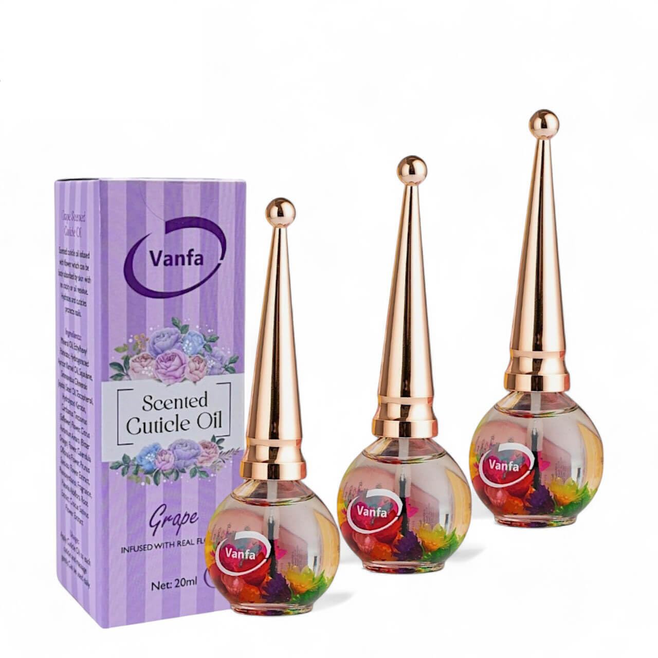 Vanfa Cuticle Oil infused with real flower Grape Pack of 3
