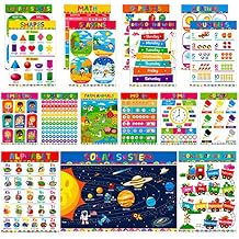 Gethelud 17 Packs Educational Poster, PET Film Covered Preschool Learning Tools for Nursery Kindergarten Toddlers