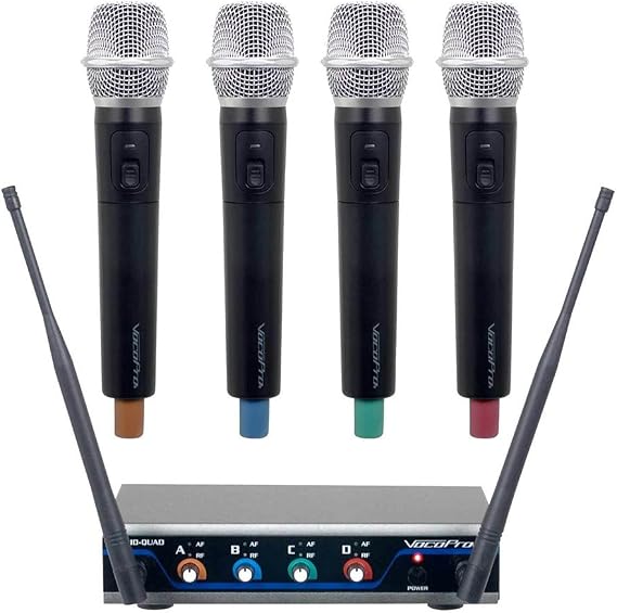 VocoPro 4 Channel, UHF/DSP Hybrid, W/HH Mic System - HYBRIDQUADH1, Black
