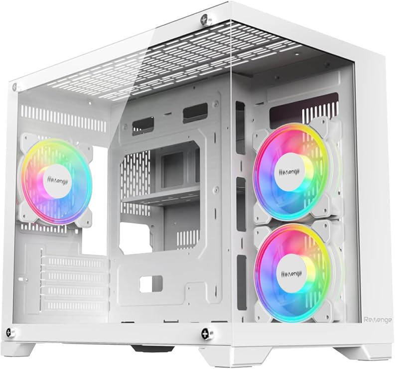 Nova Beyaz 3 Rgb Fanlı Temperli Cam Panel Boş m-ATX Gaming Oyuncu Bilgisayar Kasası