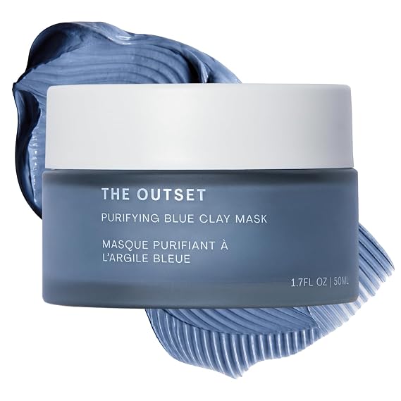 The Outset Blue Clay Face Mask, 1.7 fl oz | Hydrating & Detoxifying for Blackheads, Pores & Skin Clarifying, Gentle, Fragrance-Free, Vegan, Gluten-Free Clean Skincare