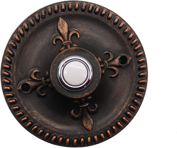 Rubbed Bronze Traditional Round Doorbell, Wired Doorbell Button, Decorative Doorbells for home