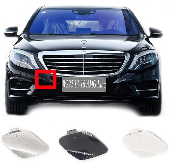 Front Tow Cover Fit 13-16 Mercedes Benz S Class W222 for S300 S320 S350 S350d S400 S400d S450 S500 S560 S600 2013 2014 2015 2016 bumper towing Hook Eye Cap (Edition2,Silver)