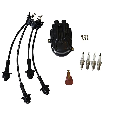 Tune Up Kit for Toyota Forklift 5FG 6FG 7FG Series w/ 4Y Engine | Distributor Cap + Ignition Rotor + Spark Plugs + Ignition Wire Set