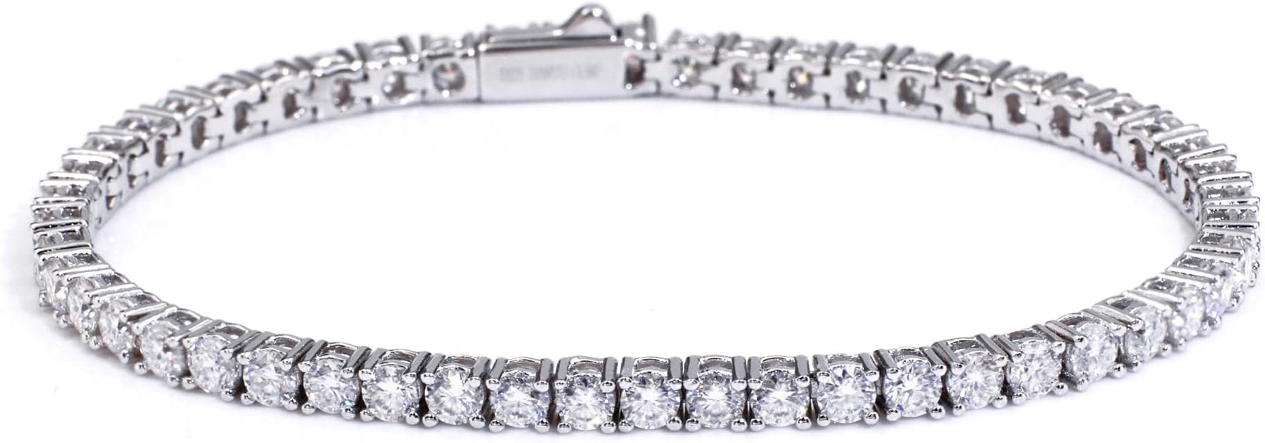 5.2-17 Carats Moissanite Diamond Tennis Bracelet for Women Men 18k White Gold Gold Plated 925 Sterling Silver Bracelet 3mm/4mm/5mm DEF Color VVS Round Cut Lab Created Moissanite Diamond Bracelet with GRA Certificate