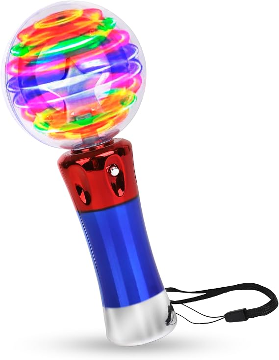 Spinning Light Up Toy Magic Wand for Kids, LED Light Up Wand Toy for Boys and Girls. Provides Thrilling Light Show Autism Sensory Toys