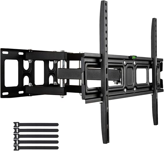 Adjustable TV Wall Mount for Most 32-70 Inch Flat Curved TVs with Swivels with Spirit Level,20 Degrees Tilting & Extends 17 Inch - Wall Mount TV Bracket VESA 600x400 Up to 110 lbs, Black Tmds-101