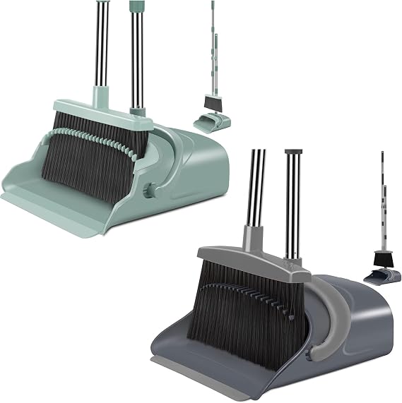 2 Set Broom and Dustpan Set, Broom with Dustpan, Dustpan Comb, Broom with Dustpan Indoor or Outdoor Broom