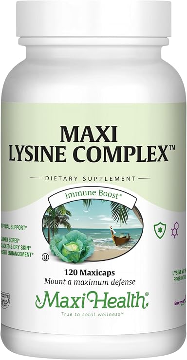 Maxi Health Lysine Complex, L-Lysine 1000mg + Probiotics (120 Capsules)
