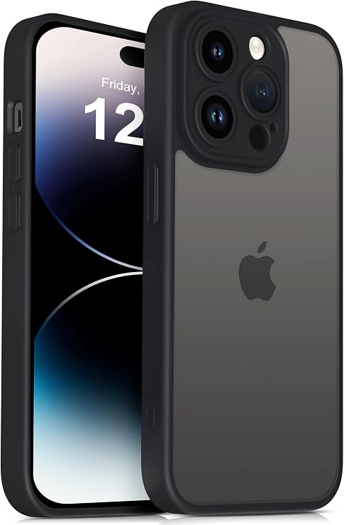 Mootobo for iPhone 14 Pro Max Case 6.7-Inch, Matte Shockproof Bumper Phone Cover, Military-Grade Protection 360°Full Body Frosted Translucent Back Phone case for iPhone 14 Pro Max (Black)