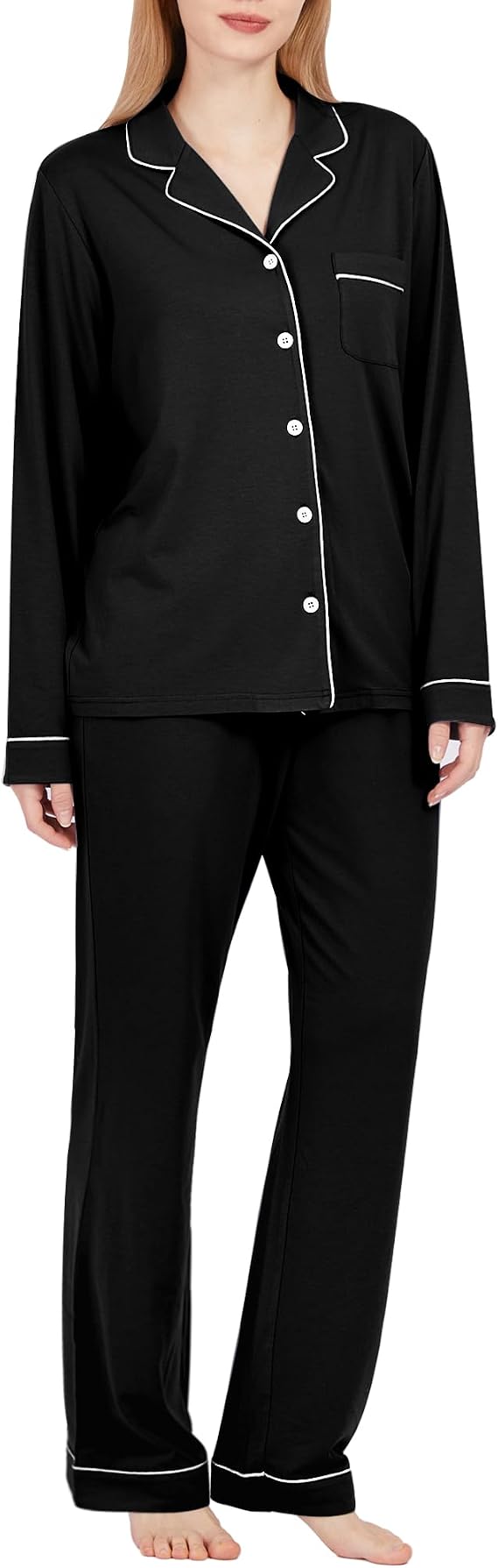 BAMBOO COOL Pajamas Set for Women Comfy Lounge Set Button Down Sleepwear Long Sleeve Pj Set