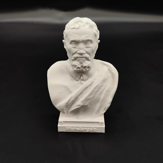 Renaissance Statue Decor Leonardo da Vinci Bust Statue 3D Printing Michelangelo Figure Sculpture for Living Room Home Desk Decor, Raffaello Santi Collection Figurine (Michelangelo)
