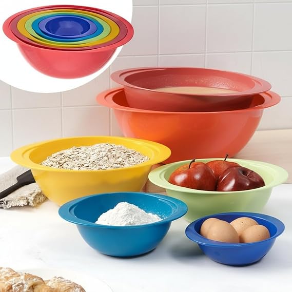 Lakeside Smart Home Multicolored Plastic Mixing Bowl 6pc Set