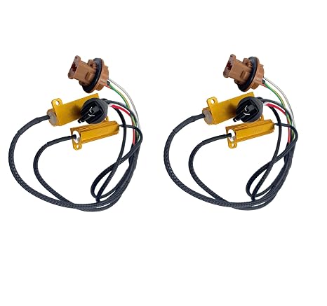 2 Pack 7443 LED Resistor Kit 50W 8 ohm Headlight Bulb Relay Harness Turn Signal Bulb Relay Harness Adapter Anti Flicker Error Decoder Warning Canceller